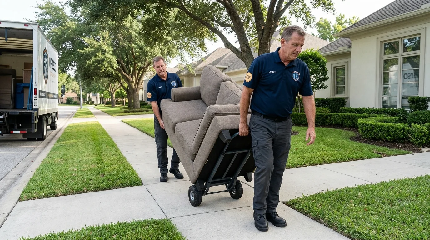 Local residential moving crew loading furniture in Bradley, WV